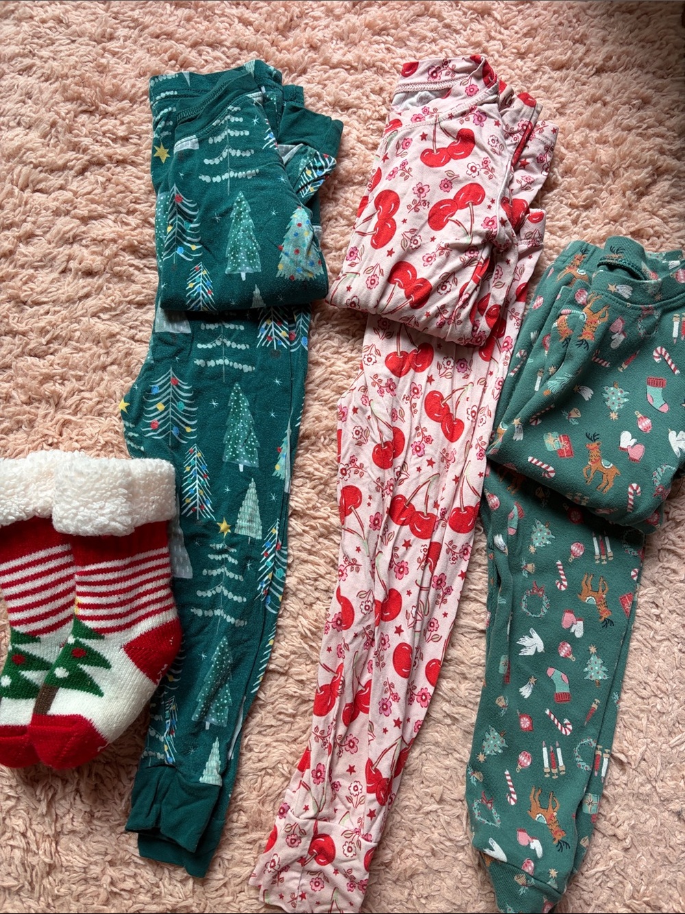 Little Sleepies Holiday Pajama Pants - Green & Red Prints